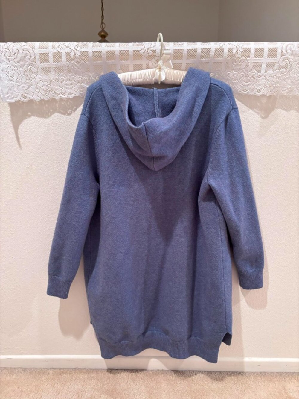Blue Cat Pocket Hooded Cardigan Sweater Kawaii Cottagecore Cat Lover Size M-L - Picture 2 of 7